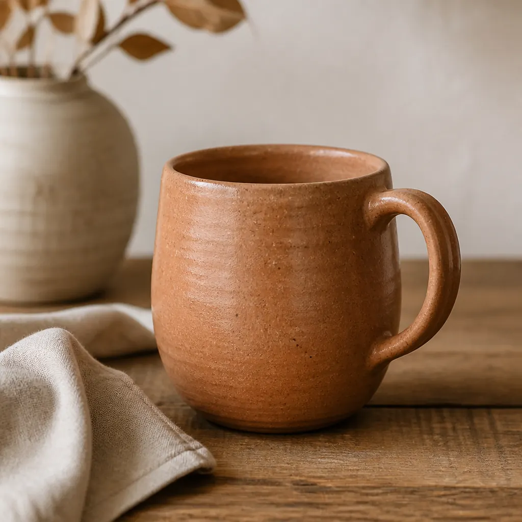Wheel-Thrown Stoneware Coffee Mug — Terracotta Glaze